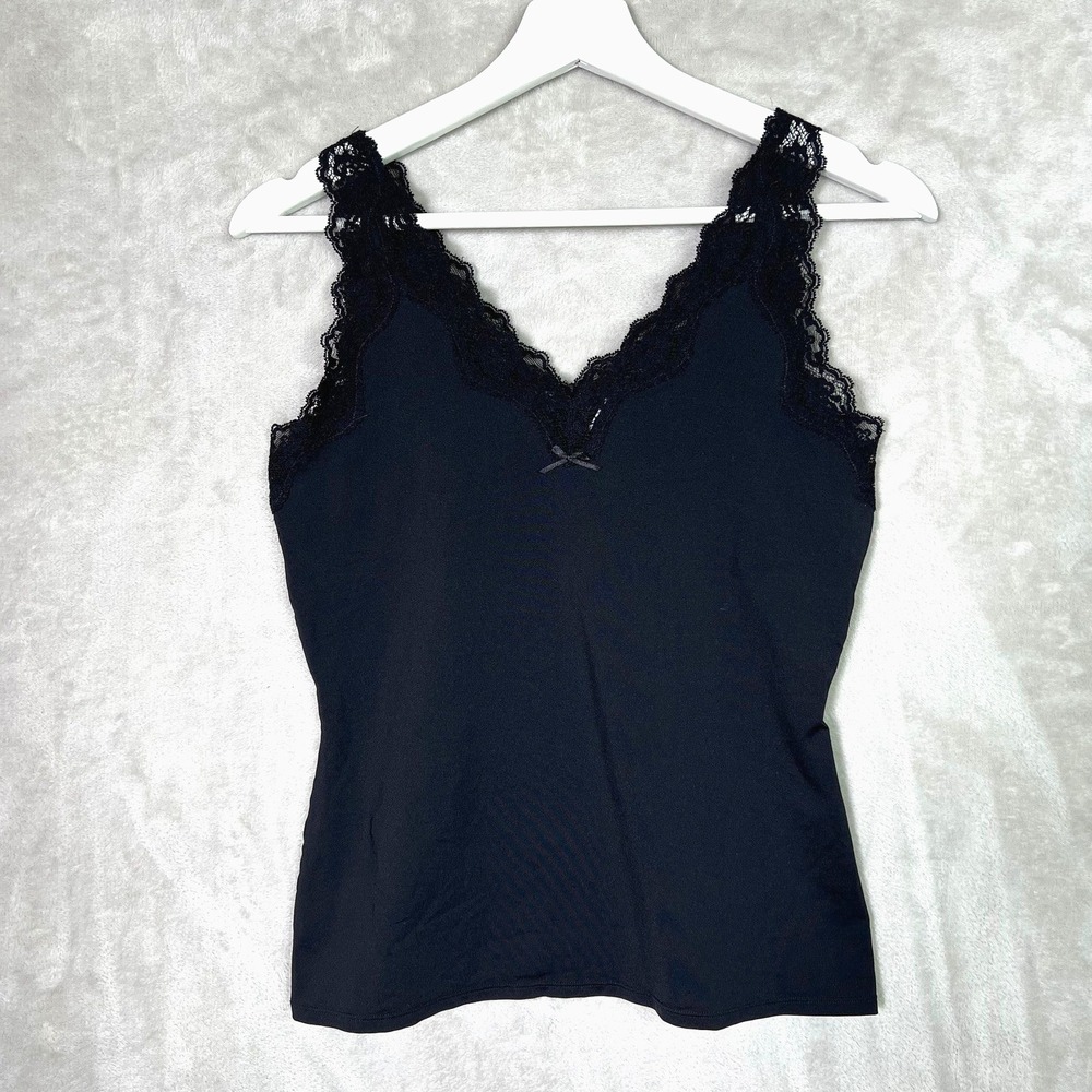 Nordstrom Intimates Black Lace Trim M Camisole Soft Stretch Tank Whimsigoth